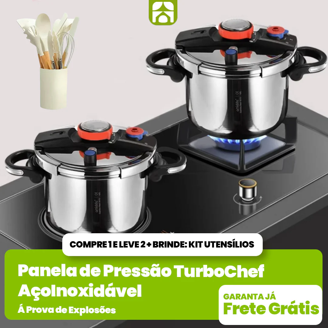 [Compre 1 e Leve 2] Panelas de Pressão TurboChef Aço Inoxidável - Á Prova de Explosões + Brinde: Kit Utensílios - Imagem 1